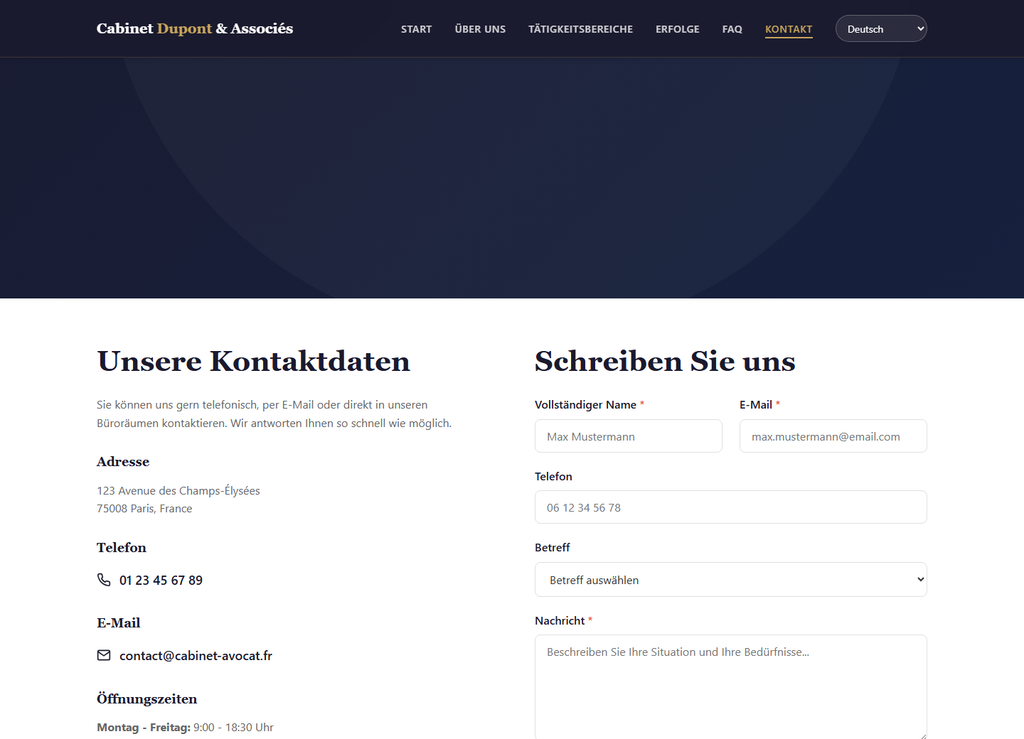 Law Firm Website - Kontakt