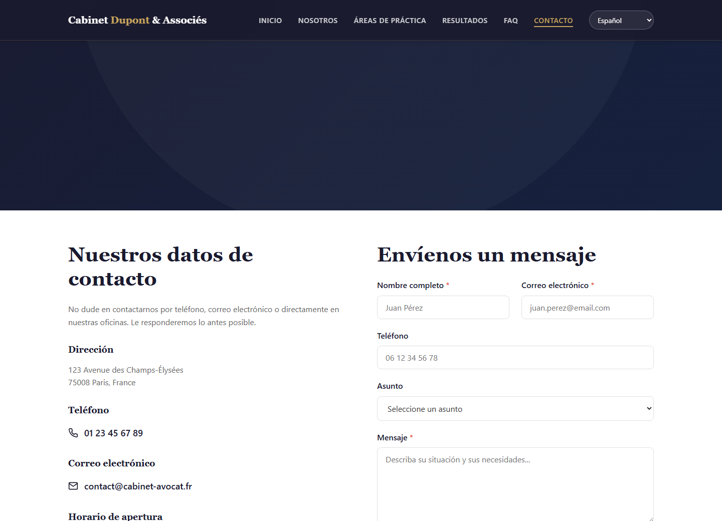 Law Firm Website - Contacto