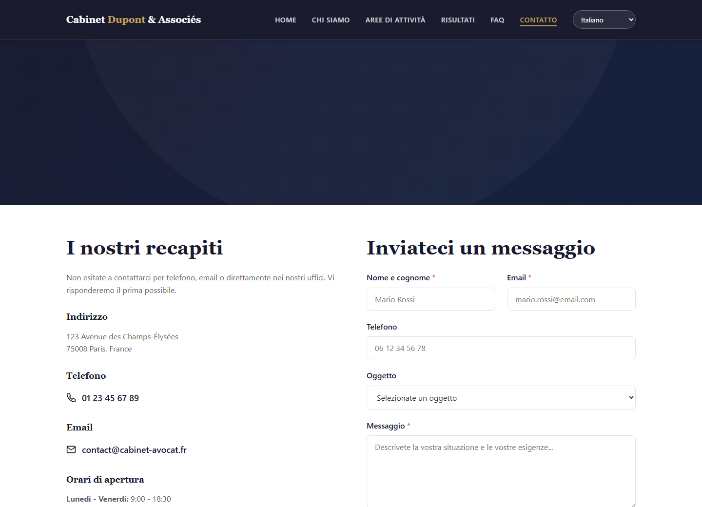 Law Firm Website - Contatto