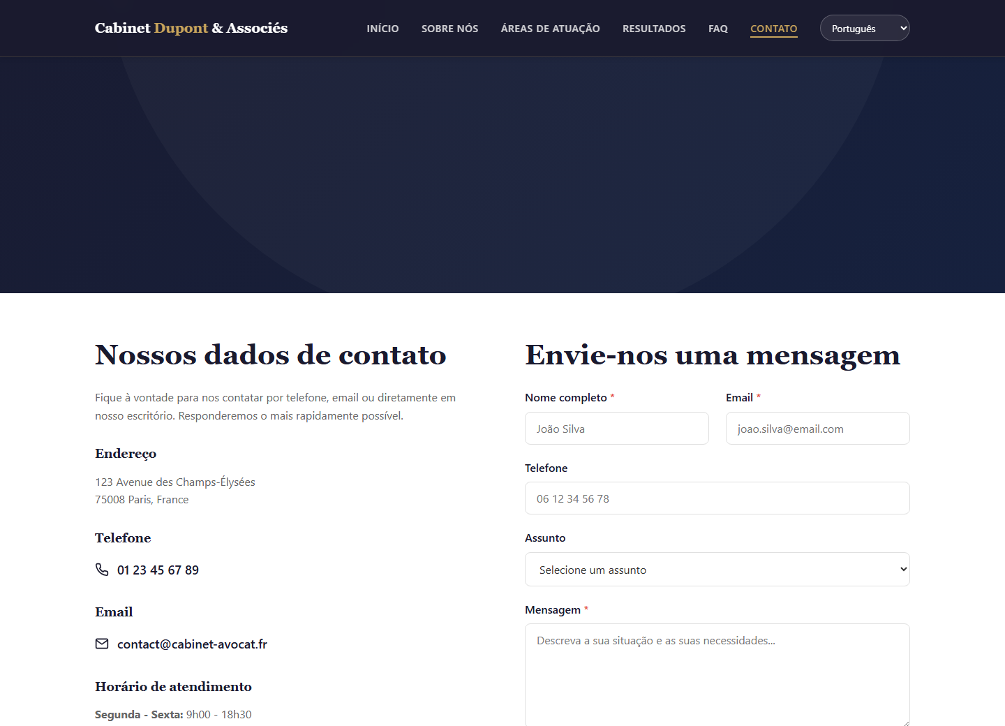 Law Firm Website - Contacto