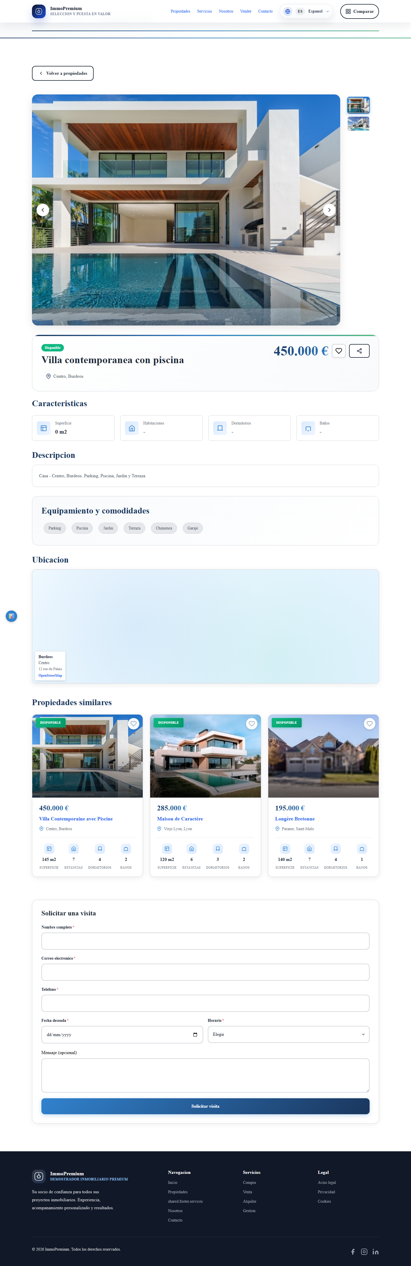 Premium Real Estate Platform - Ficha del inmueble