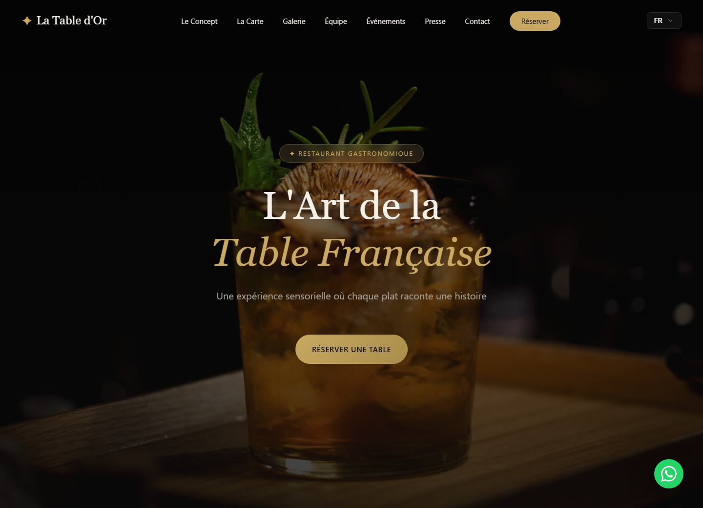 Restaurant Brand Showcase - Hero imersivo